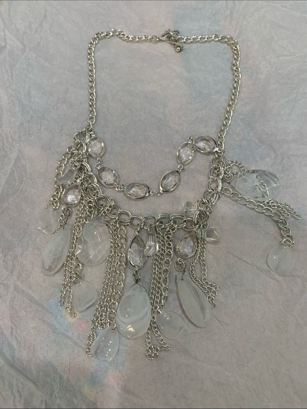 Silver-tone Cascading Beaded Necklace